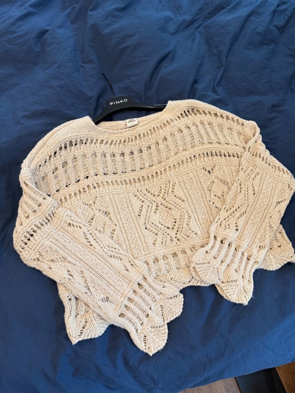 Urban Outfitters Cream Open Knit Crochet Sweater Size M